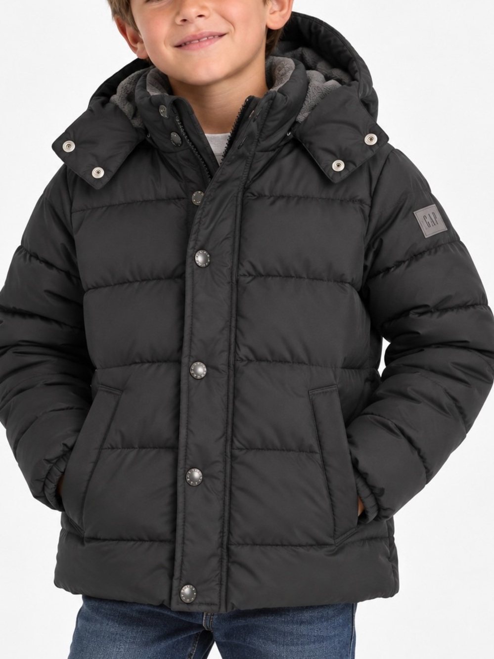 EUC GAP Kids’ Black Quilted Winter Puffer Jacket with Hood